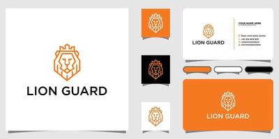 logotipo de escudo de león geométrico con tarjeta de visita vector