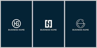 Set of creative letter HG logo design template Premium Vector