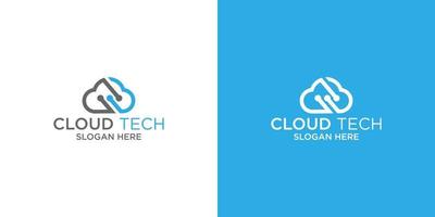 Cloud technology logo icon template.Cloud symbol with data. IT and computers, internet and connectivity vector illustration.