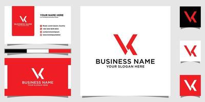 Creative and Minimalist Letter VK Logo Design Using letters V and K , VK Monogram with business card template vector