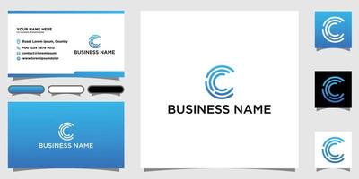 Letter C Line Logo Design With Business Card Template vector