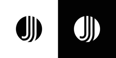 letter J, J double, J circle simple symbol logo vector