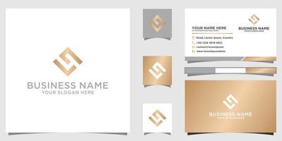 Letter logo L4 square shape branding logo with businesscard template vector