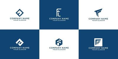 conjunto de plantilla de diseño de logotipo de letra f inicial. íconos para negocios de lujo, elegantes, simples vector