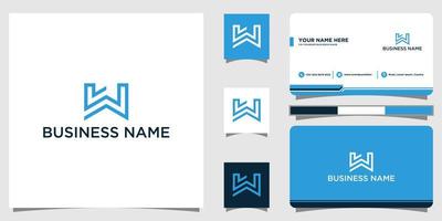 Abstract letters icon logo LW with business card template vector