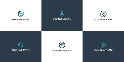 Set of abstract initial letter f with circle concept logo template icons for business of connection vector