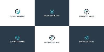 Set of abstract initial letter f with circle concept logo template icons for business of connection vector