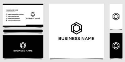 Abstract hexagon logo design with business card tamplate vector