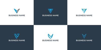 una colección de inspiración para el diseño del logotipo inicial de la letra v para los negocios y la tecnología vector