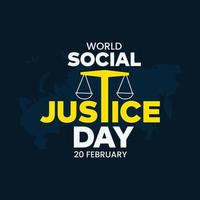 world day of social justice vector lettering design illustration with holding scales of justice. Justice logo creative concept.