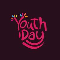 letras del día internacional de la juventud y diseño de tarjeta de felicitación de tipografía colorida para la celebración del día internacional de la juventud el 12 de agosto. concepto creativo para el cartel del día de la juventud y la amistad vector