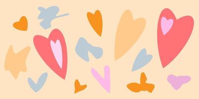 Love Banner with vintage hearts in pastel colors design trend 2023. Abstraction figure. vector