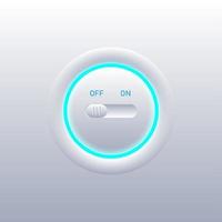 Minimal switch button Clean white with blue glowing rings on a gradient background. vector