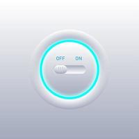 Minimal switch button Clean white with blue glowing rings on a gradient background. vector