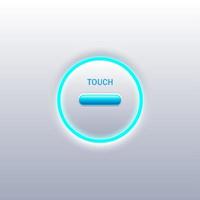 Push button switch minimal Clean white with a blue glow ring on a gradient background. vector