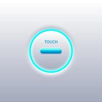 Push button switch minimal Clean white with a blue glow ring on a gradient background. vector