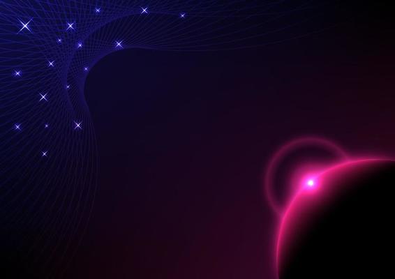 Abstract background Fantasy  Space with planets. emitting a pink aura with glowing stars and swirling nets blue on gradient background