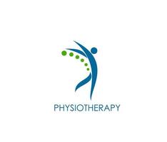 Physiotherapy icon, spine, back pain, body health vector