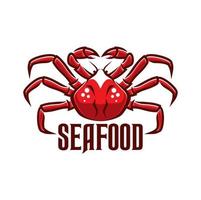 Seafood restaurant, shop or market icon with crab vector