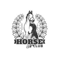 Equestrian sport, horse riding club icon vector