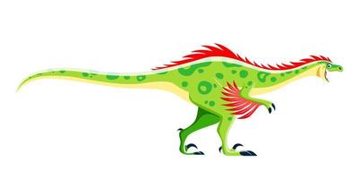 personaje cómico aislado de dinosaurio raptor de dibujos animados vector