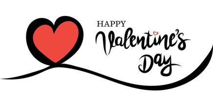 Happy Valentines day text with heart isolated on white background vector