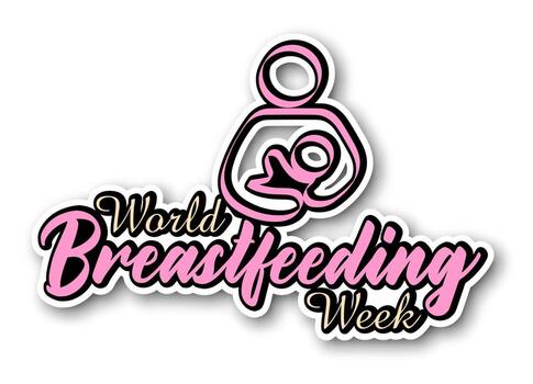 World breastfeeding week sticker. vector