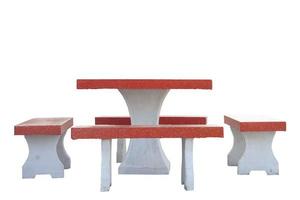 Set of Marble tables and chairs isolated on white background included clipping path. photo