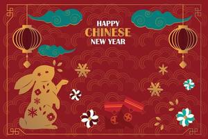 chinese new year celebration background in 2023 year of the rabbit vector