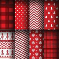 colección perfecta de patrones navideños en color rojo y blanco vector