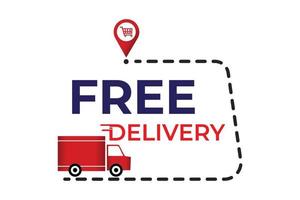 Vector free delivery with car carrying cargo text effect design