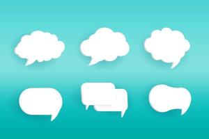 Set of Six 3D speech bubble icons, isolated on orange background. 3D Chat icon set Realistic 3d design. vector
