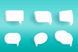 Set of Six 3D speech bubble icons, isolated on orange background. 3D Chat icon set Realistic 3d design. vector