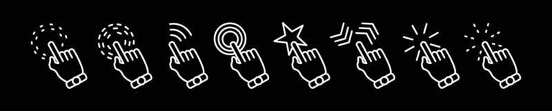 Mouse click cursor collection.Pointer cursor omputer mouse icon  pointing hand clicks icons. icons for design on black background vector