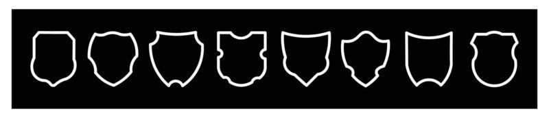 Shield icons set. Protect shield vector Black line shield icon set in Badge quality symbol Vector illustration. icons for design on black background