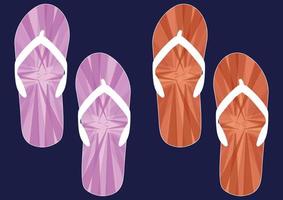 sandalia abstracta de diseño geométrico azul, verde, rosa, naranja, juego de chanclas, diseño de juego de zapatillas. Ilustración de vector de sandalia de playa.