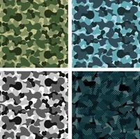 Military camouflage pattern set of four backgrounds. vector