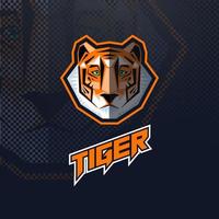 logotipo de cabeza de tigre, mascota o deporte con la inscripción en un fondo negro. vector