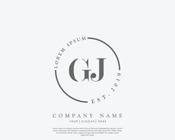 Initial GJ Feminine logo beauty monogram and elegant logo design, handwriting logo of initial signature, wedding, fashion, floral and botanical with creative template vector