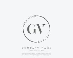 Initial GV Feminine logo beauty monogram and elegant logo design, handwriting logo of initial signature, wedding, fashion, floral and botanical with creative template vector