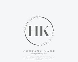 Initial HK Feminine logo beauty monogram and elegant logo design, handwriting logo of initial signature, wedding, fashion, floral and botanical with creative template vector