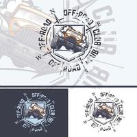 Off-Road car logo with a compass on the background for printing on t-shirts. vector