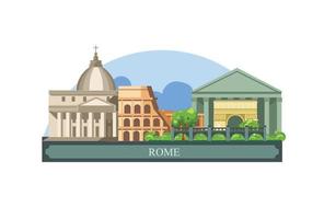 roma es la capital de italia, horizonte con los edificios más importantes de la ciudad. vector