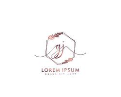 monograma de belleza del logotipo femenino gj inicial y diseño de logotipo elegante, logotipo de escritura a mano de la firma inicial, boda, moda, floral y botánica con plantilla creativa vector