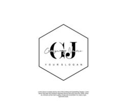 Initial GJ Feminine logo beauty monogram and elegant logo design, handwriting logo of initial signature, wedding, fashion, floral and botanical with creative template vector