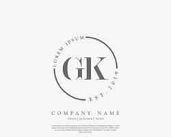 monograma de belleza de logotipo femenino gk inicial y diseño de logotipo elegante, logotipo de escritura a mano de firma inicial, boda, moda, floral y botánica con plantilla creativa vector