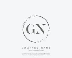 Initial GN Feminine logo beauty monogram and elegant logo design, handwriting logo of initial signature, wedding, fashion, floral and botanical with creative template vector