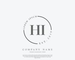 Initial HI Feminine logo beauty monogram and elegant logo design, handwriting logo of initial signature, wedding, fashion, floral and botanical with creative template vector