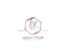 Initial HL Feminine logo beauty monogram and elegant logo design, handwriting logo of initial signature, wedding, fashion, floral and botanical with creative template vector