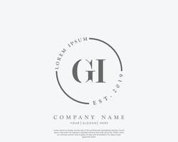 Initial GI Feminine logo beauty monogram and elegant logo design, handwriting logo of initial signature, wedding, fashion, floral and botanical with creative template vector